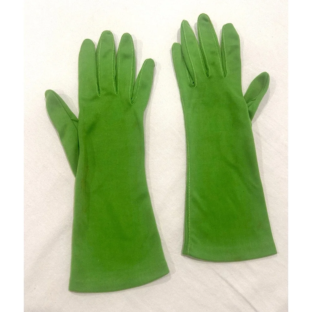 Hansen Complexion Ladies Formal Pistachio Green Vtg Gloves 7 Small 1950s USA